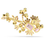 Gema brooch Mixed cuts, Flower, Pink, Gold-tone plated