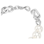 Dextera bracelet Crystal pearl, Mixed links, White, Rhodium plated