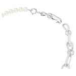 Dextera necklace Crystal pearl, Mixed links, White, Rhodium plated