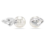 Lucent stud earrings Pavé, Ball, White, Rhodium plated