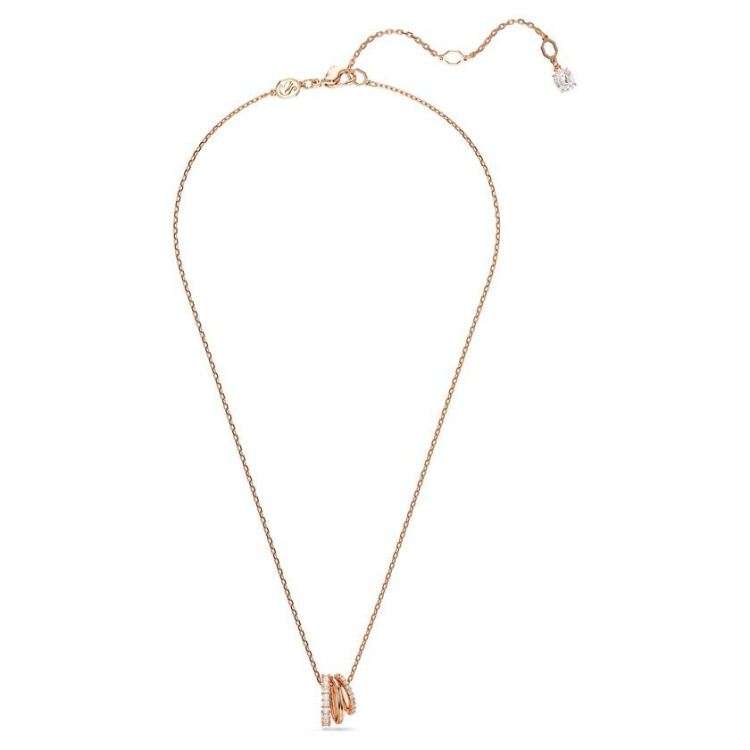 Hyperbola pendant Mixed cuts, White, Rose gold-tone plated