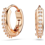 Matrix hoop earrings Round cut, White, Rose gold-tone plated