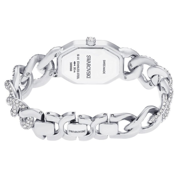 Dextera Chain watch Swiss Made, Crystal bracelet, Silver tone, Stainless Steel