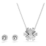 Idyllia set Mixed cuts, Snowflake, White, Rhodium plated