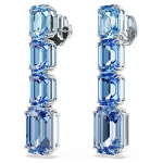 Millenia drop earrings Octagon cut, Color gradient, Blue, Rhodium plated