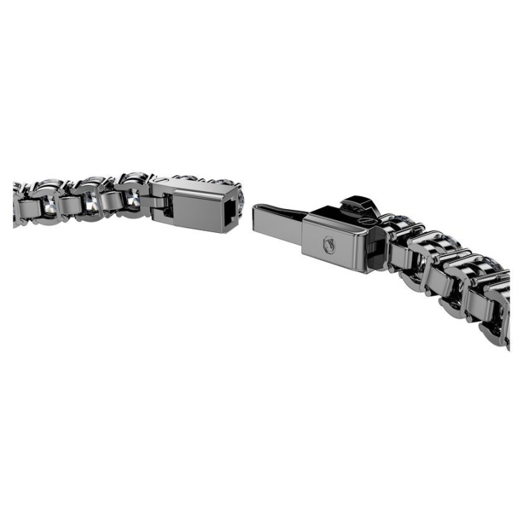 Matrix Tennis bracelet Round cut, Gray, Ruthenium plated