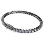 Matrix Tennis bracelet Round cut, Gray, Ruthenium plated