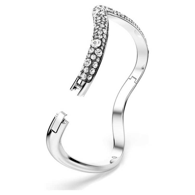 Sublima bangle Round cut, White, Rhodium plated