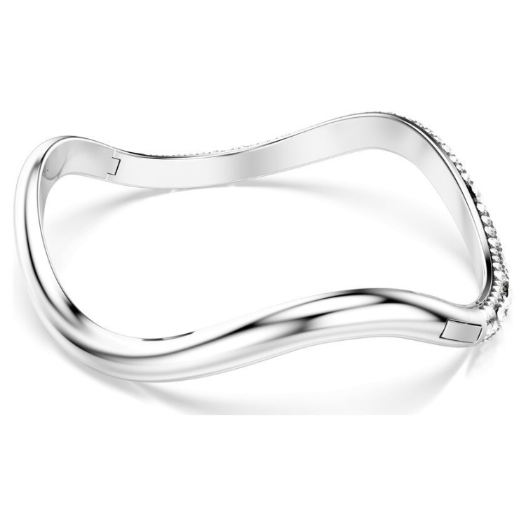 Sublima bangle Round cut, White, Rhodium plated