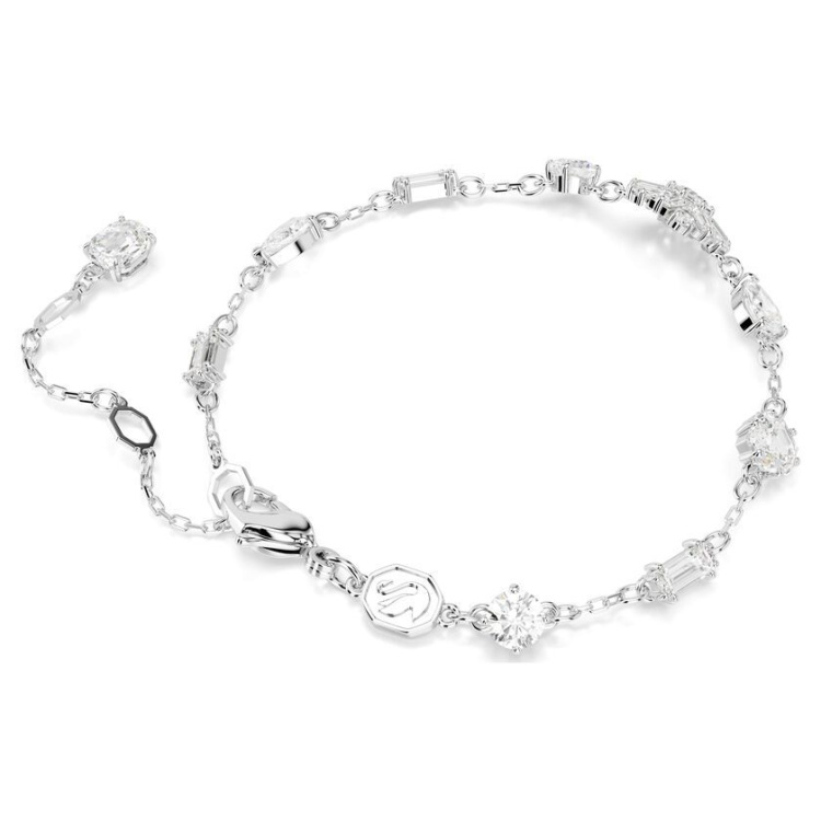 Idyllia bracelet Mixed cuts, Snowflake, White, Rhodium plated