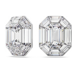 Lucent clip earrings Octagon cut, White