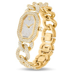 Dextera Chain watch Swiss Made, Crystal bracelet, Gold tone, Gold-tone finish