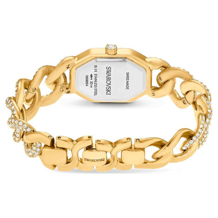 Dextera Chain watch Swiss Made, Crystal bracelet, Gold tone, Gold-tone finish