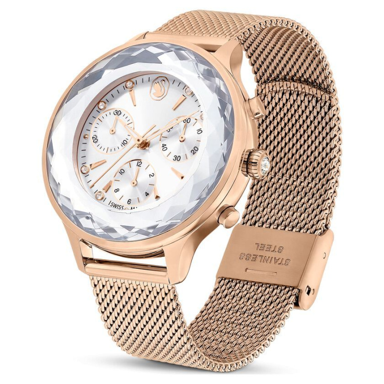 Nova Chrono watch Swiss Made, Metal bracelet, Rose gold tone, Rose gold-tone finish