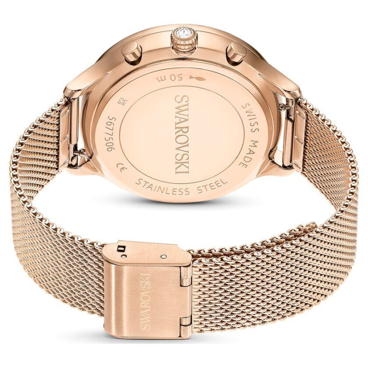 Nova Chrono watch Swiss Made, Metal bracelet, Rose gold tone, Rose gold-tone finish