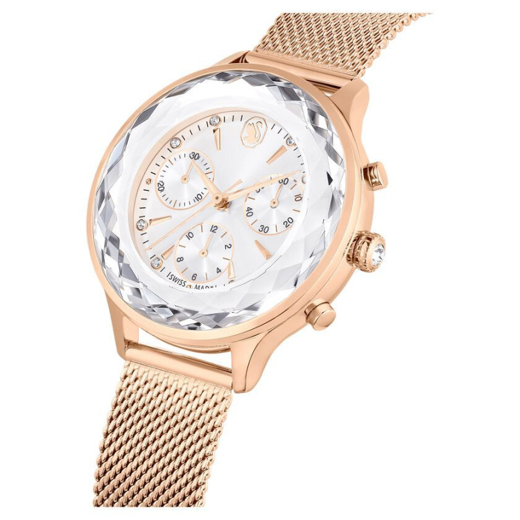 Nova Chrono watch Swiss Made, Metal bracelet, Rose gold tone, Rose gold-tone finish