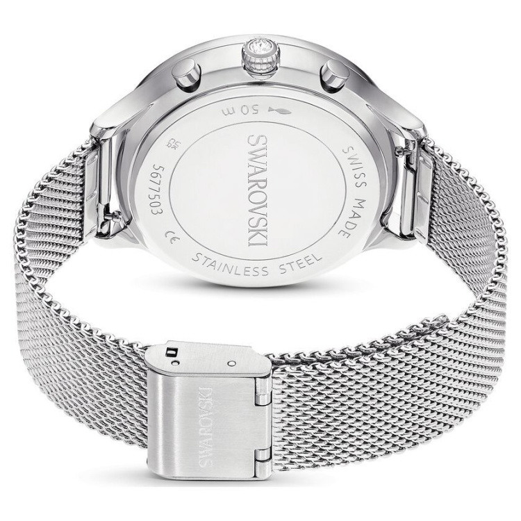 Nova Chrono watch Swiss Made, Metal bracelet, Silver tone, Stainless Steel