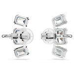 Millenia clip earrings Octagon cut, White, Rhodium plated
