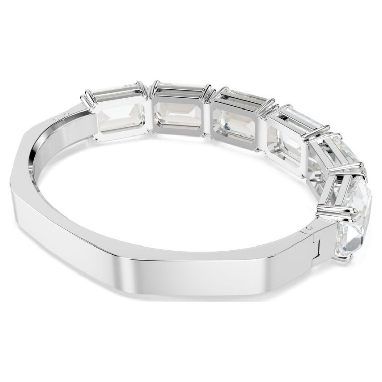 Millenia bangle Octagon cut, White, Rhodium plated