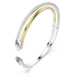 Hyperbola bangle Round cut, White, Mixed metal finish