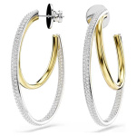 Hyperbola hoop earrings Round cut, Medium, White, Mixed metal finish