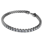 Matrix Tennis bracelet Round cut, Gray, Ruthenium plated