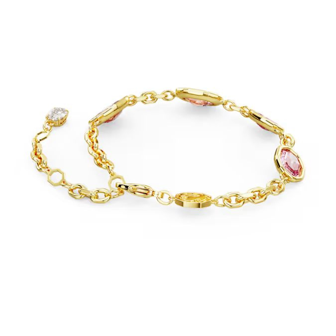 Imber bracelet Octagon cut, Pink, Gold-tone plated