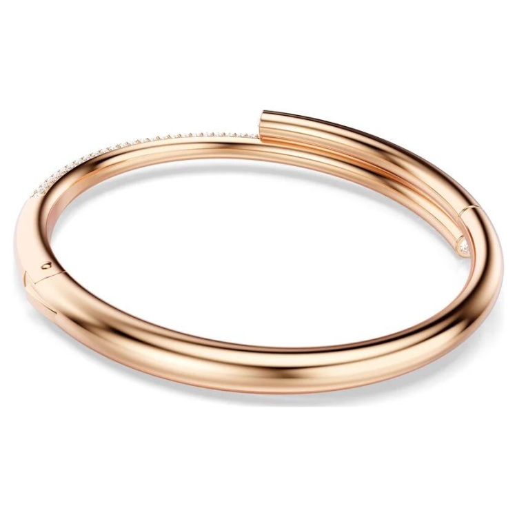 Dextera bangle Magnetic closure, White, Rose gold-tone plated