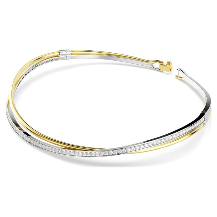 Hyperbola choker Round cut, White, Mixed metal finish