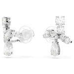 Matrix clip earrings Mixed cuts, White, Rhodium plated