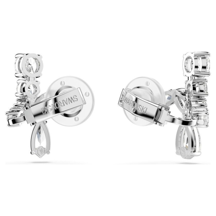 Matrix clip earrings Mixed cuts, White, Rhodium plated