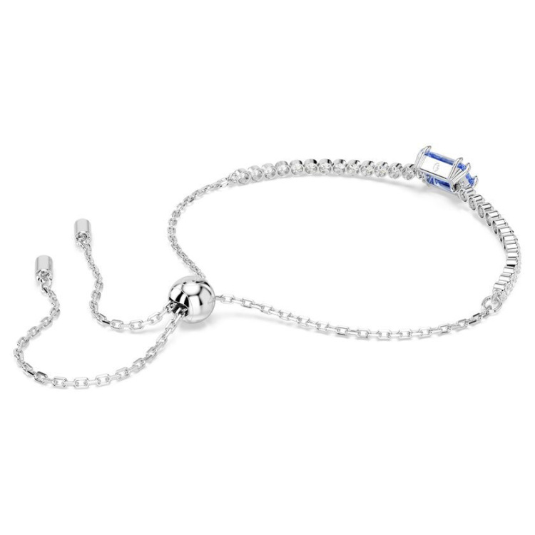 Matrix Tennis bracelet Mixed cuts, Blue, Rhodium plated