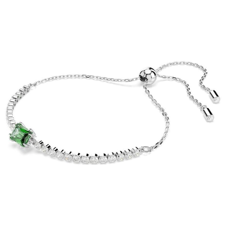 Matrix Tennis bracelet Mixed cuts, Green, Rhodium plated