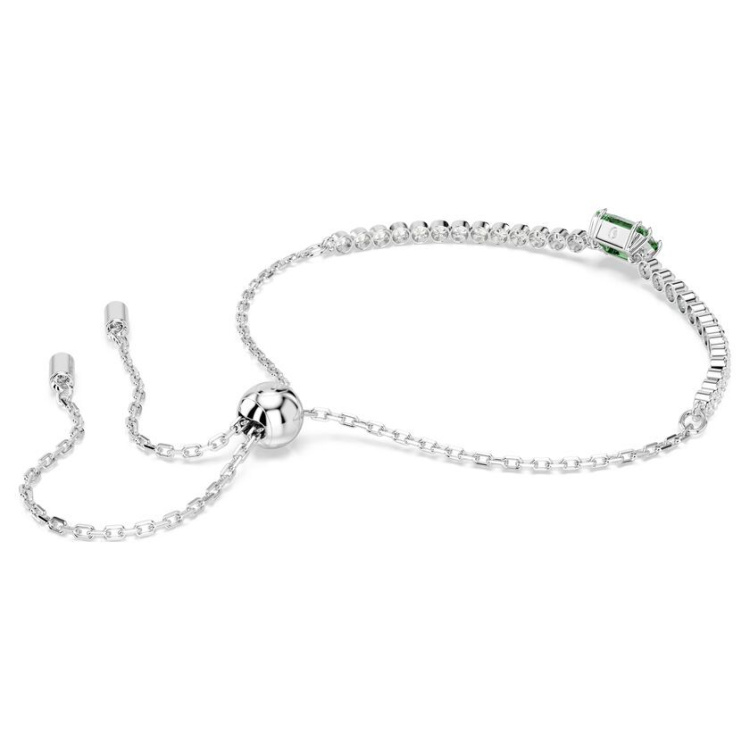 Matrix Tennis bracelet Mixed cuts, Green, Rhodium plated