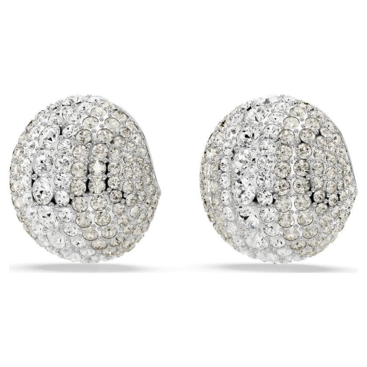 Sublima clip earrings White, Rhodium plated