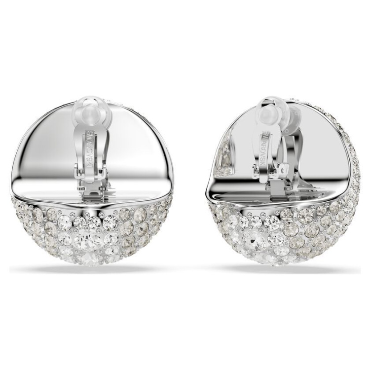 Sublima clip earrings White, Rhodium plated