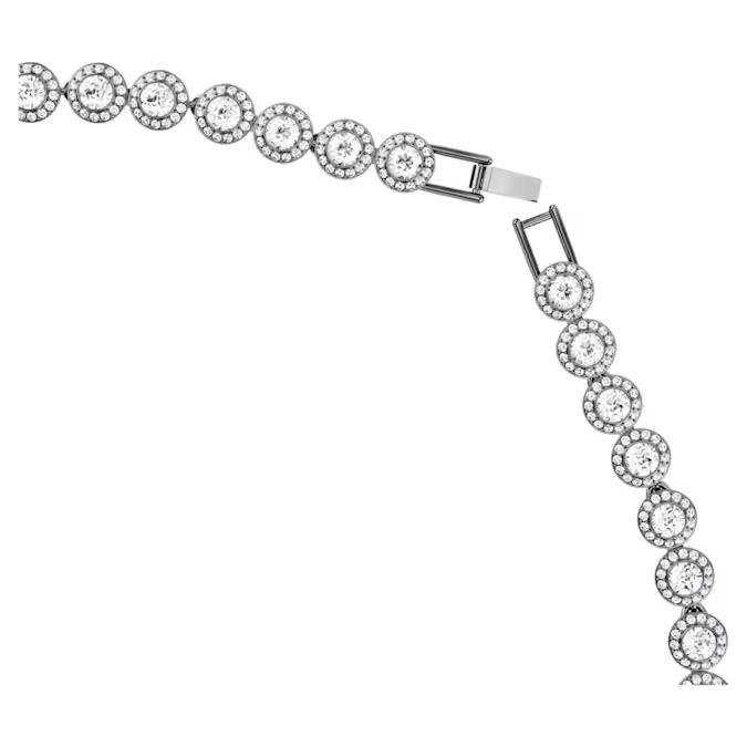 Una Angelic necklace Round cut, Long, White, Ruthenium plated