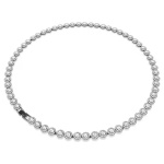 Una Angelic necklace Round cut, Long, White, Ruthenium plated