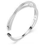 Hyperbola bangle Mixed cuts, White, Rhodium plated