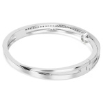 Hyperbola bangle Mixed cuts, White, Rhodium plated