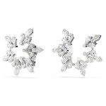 Idyllia clip earrings Mixed cuts, Snowflake, White, Rhodium plated