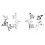 Idyllia clip earrings Mixed cuts, Snowflake, White, Rhodium plated