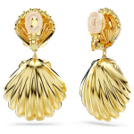 Idyllia clip earrings Crystal pearl, Shell, White, Gold-tone plated