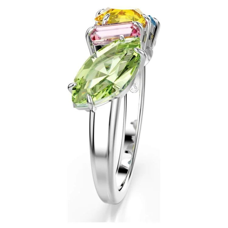 Gema cocktail ring Mixed cuts, Multicolored, Rhodium plated