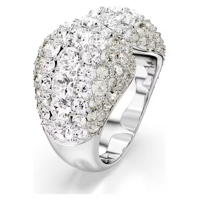 Sublima cocktail ring Round cut, White, Rhodium plated