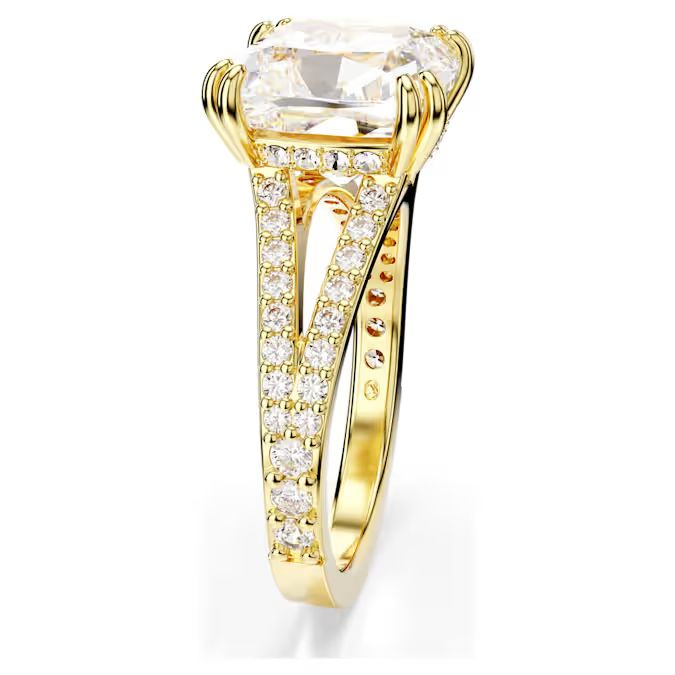 Stilla cocktail ring Square cut, White, Gold-tone plated