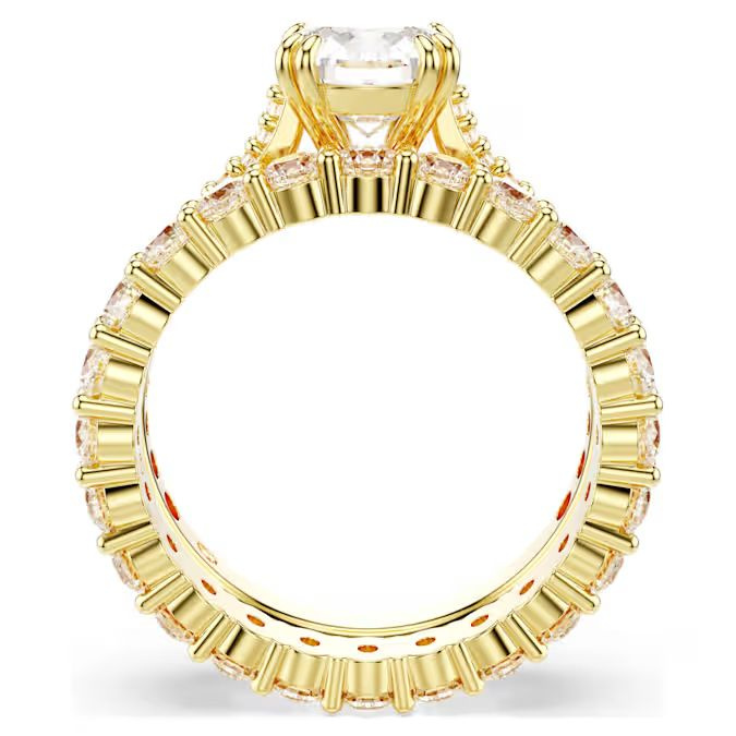 Stilla ring Round cut, White, Gold-tone plated