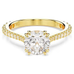 Stilla ring Round cut, White, Gold-tone plated