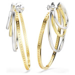 Hyperbola hoop earrings Mixed cuts, Large, White, Mixed metal finish