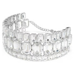 Millenia choker Octagon cut, White, Rhodium plated